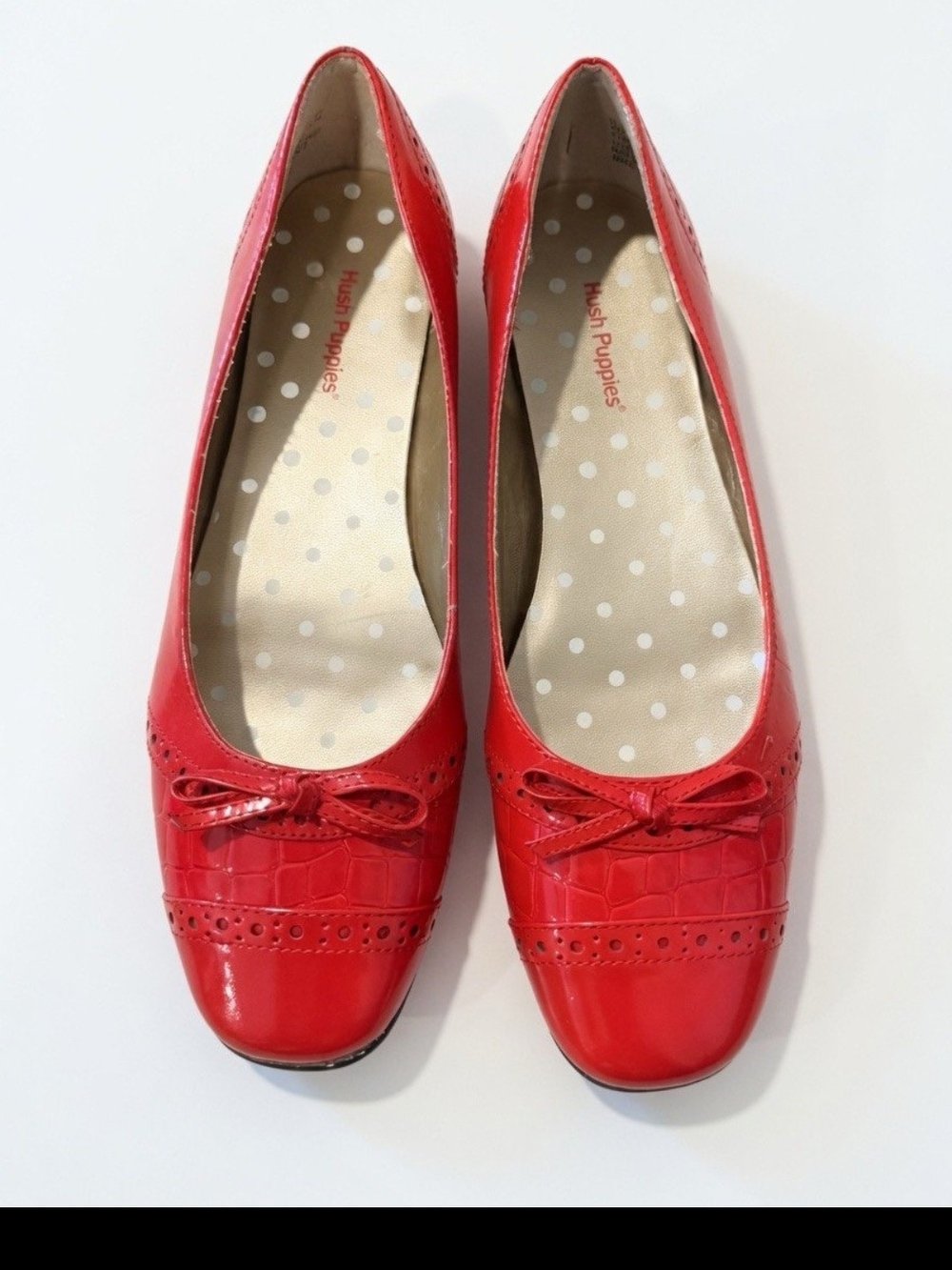 Hush Puppies Red Patent Leather Croc-Embossed Ballet Flats